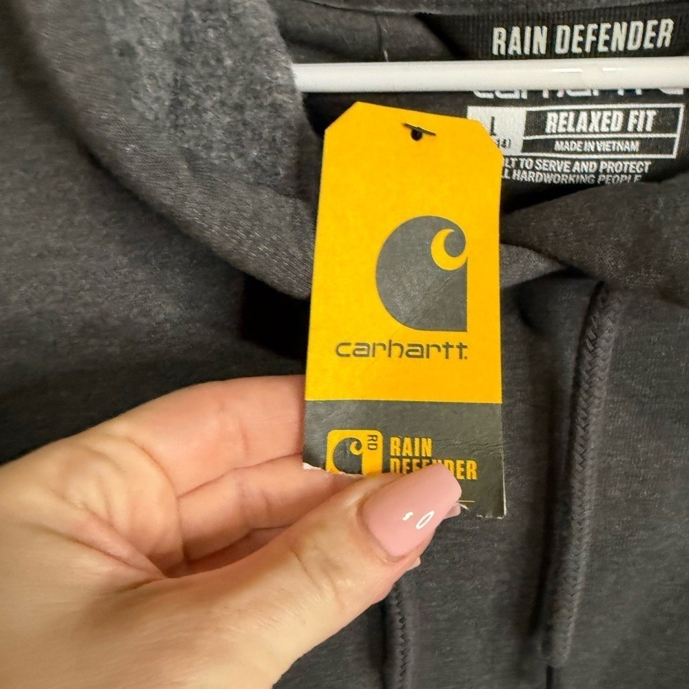 Carhartt Rain‎ Defender Hoodie Men L Gray Relaxed Fit Water Resistant NWT - Picture 2 of 6